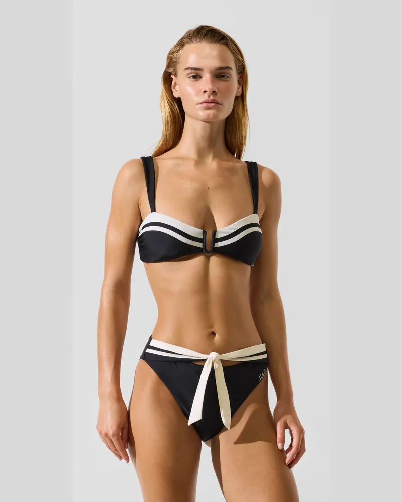 Karl Lagerfeld Bikini-unterteil Mit Bindedetail, Female, Schwarz, Size Black
