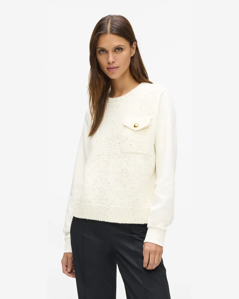 Karl Lagerfeld Sweatshirt Mit Bouclé, Damen, Cannoli Creme, Größe Cannoli