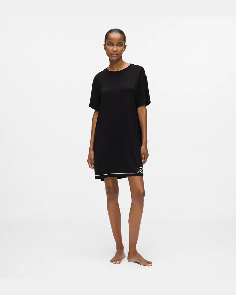 Karl Lagerfeld Signature Nachthemd, Damen, Schwarz, Größe Schwarz