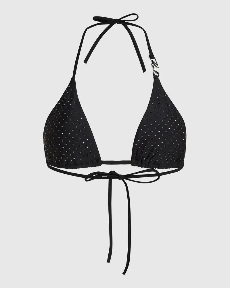 Karl Lagerfeld Triangel-bikinitop Mit Strasssteinen, Damen, Schwarz, Größe Schwarz