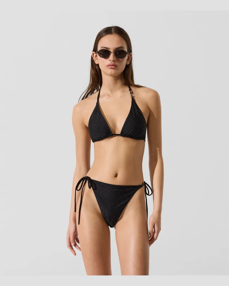 Karl Lagerfeld Triangel-bikinitop Mit Strasssteinen, Damen, Schwarz, Größe Schwarz