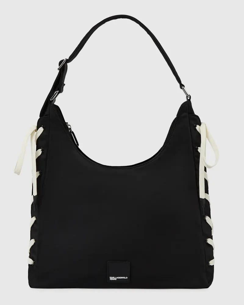 Karl Lagerfeld Tote Bag Aus Nylon Mit Schnürung, Damen, Schwarz, Größe Schwarz