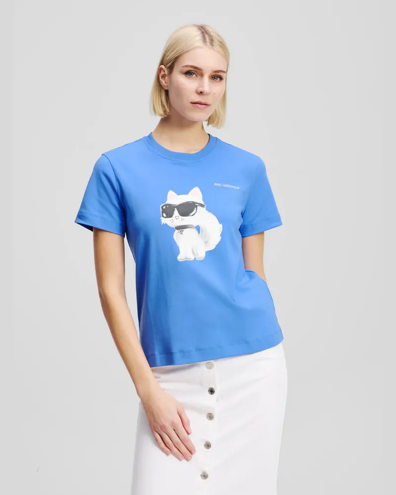 Karl Lagerfeld Ikon Choupette Aquarell-t-shirt, Frau, Ultramarinblau, Größe Ultramarinblau