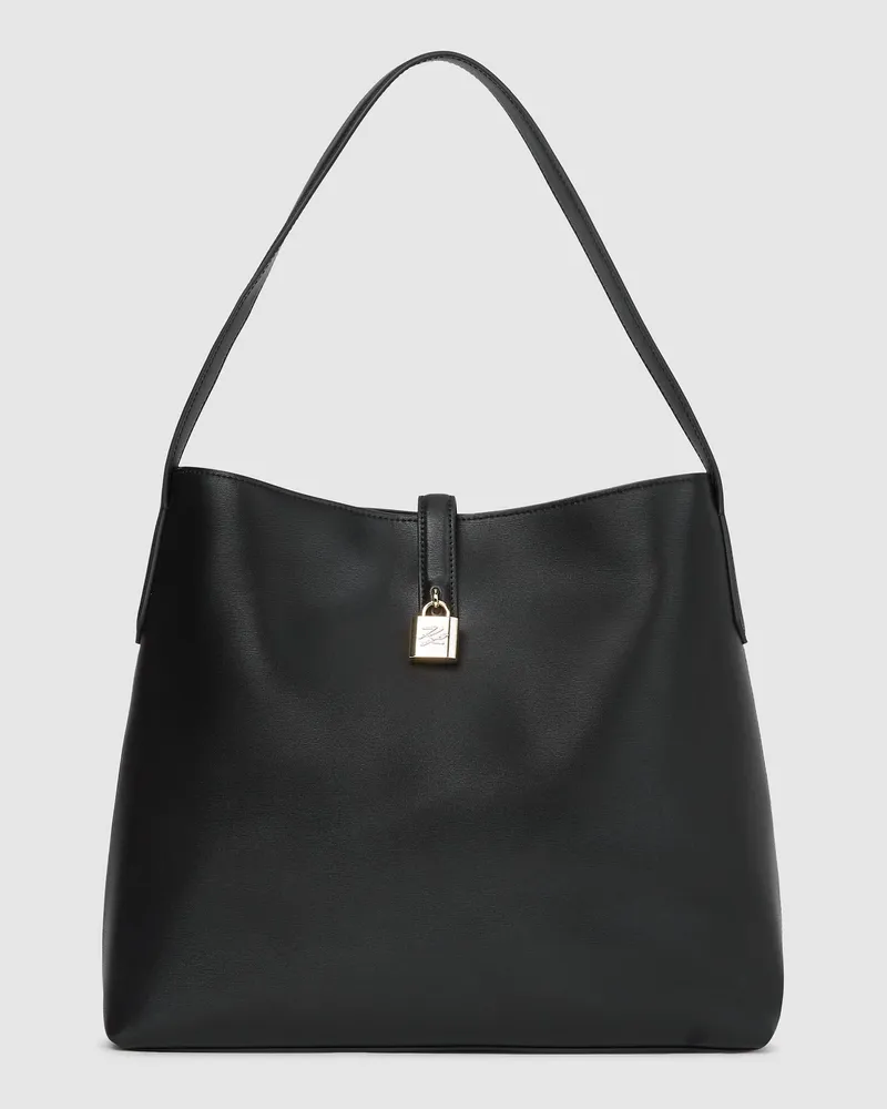 Karl Lagerfeld K/autograph Hobo-tasche Mit Vorhängeschloss, Damen, Schwarz/gold, Größe Schwarz