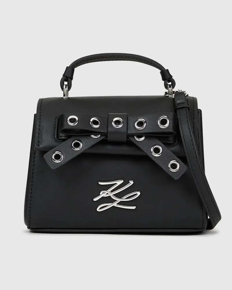 Karl Lagerfeld K/autograph Nano-tasche Mit Schleife, Damen, Schwarze Verzierung, Größe Schwarze