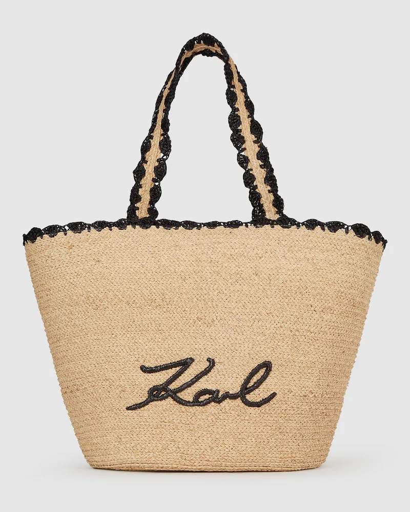 Karl Lagerfeld K/signature Strandtasche Mit Muscheldesign, Damen, Natur, Größe Natur
