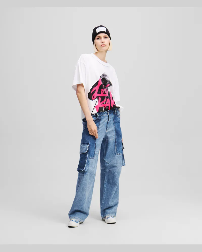 Karl Lagerfeld Klj x atelier reservé Baggy-hosen Aus Denim, Frau, Patchwork Blau, Größe Patchwork