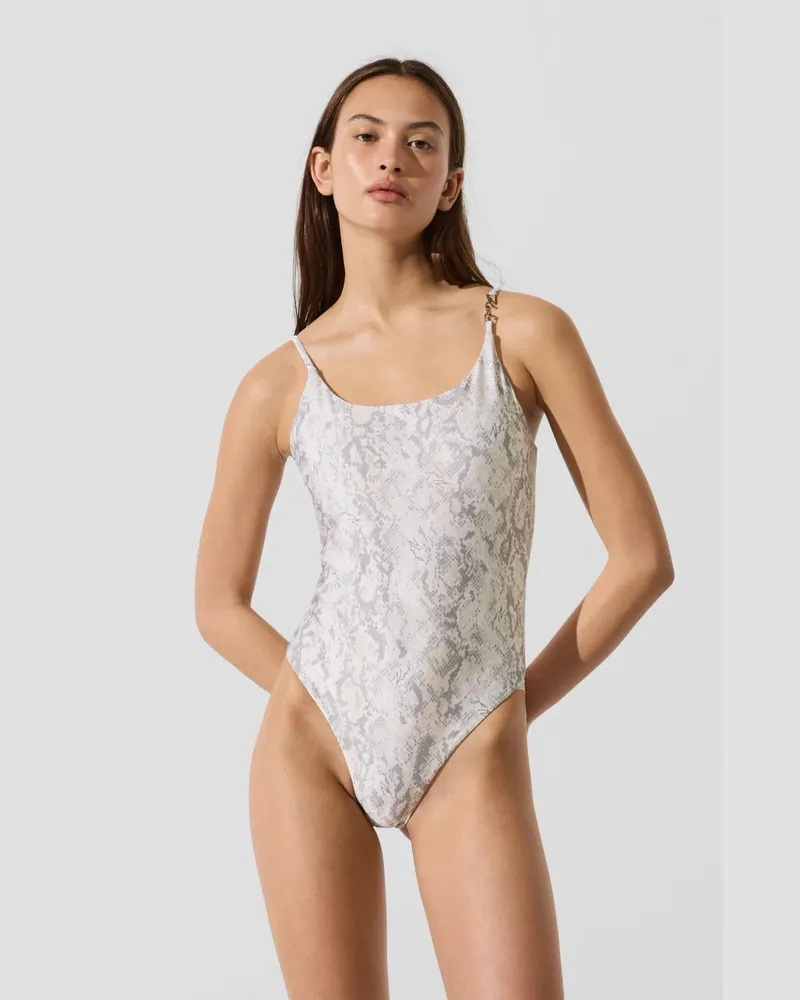 Karl Lagerfeld Frecher Badeanzug, Damen, Makelloser Schlangen-allover-print, Größe Makelloser