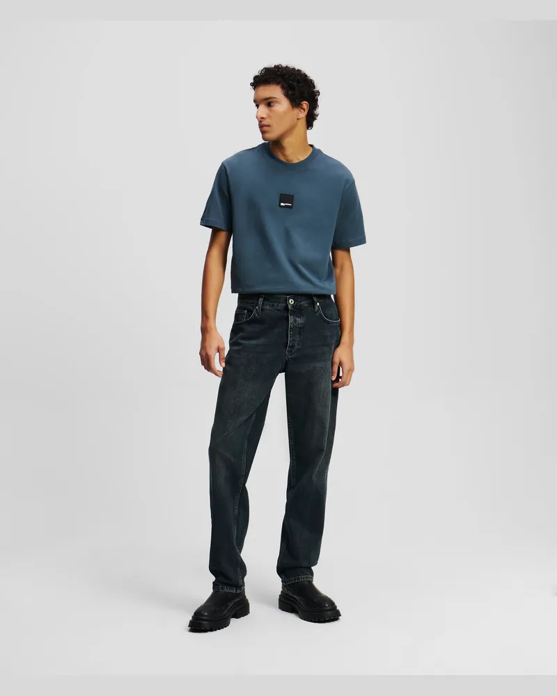 Karl Lagerfeld Nach Unten Eng Zulaufende Jeans, Mann, Washed Blue Schwarz, Größe Washed
