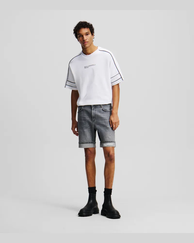 Karl Lagerfeld Schmal Geschnittene Shorts, Mann, Washed Light Grey, Größe Washed