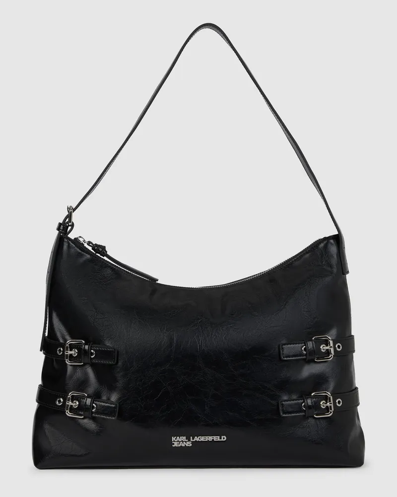Karl Lagerfeld Große Schultertasche Mit Schnalle, Damen, Schwarz, Größe Schwarz