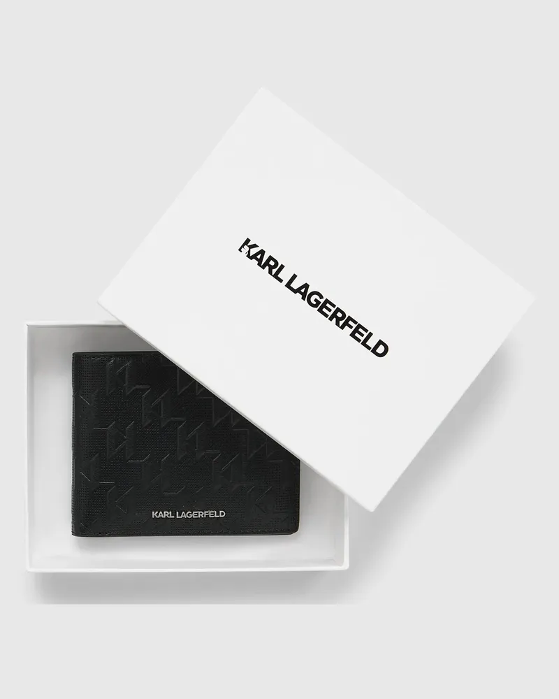 Karl Lagerfeld K/monogram Perforiertes Portemonnaie, Herren, Schwarz, Größe Schwarz