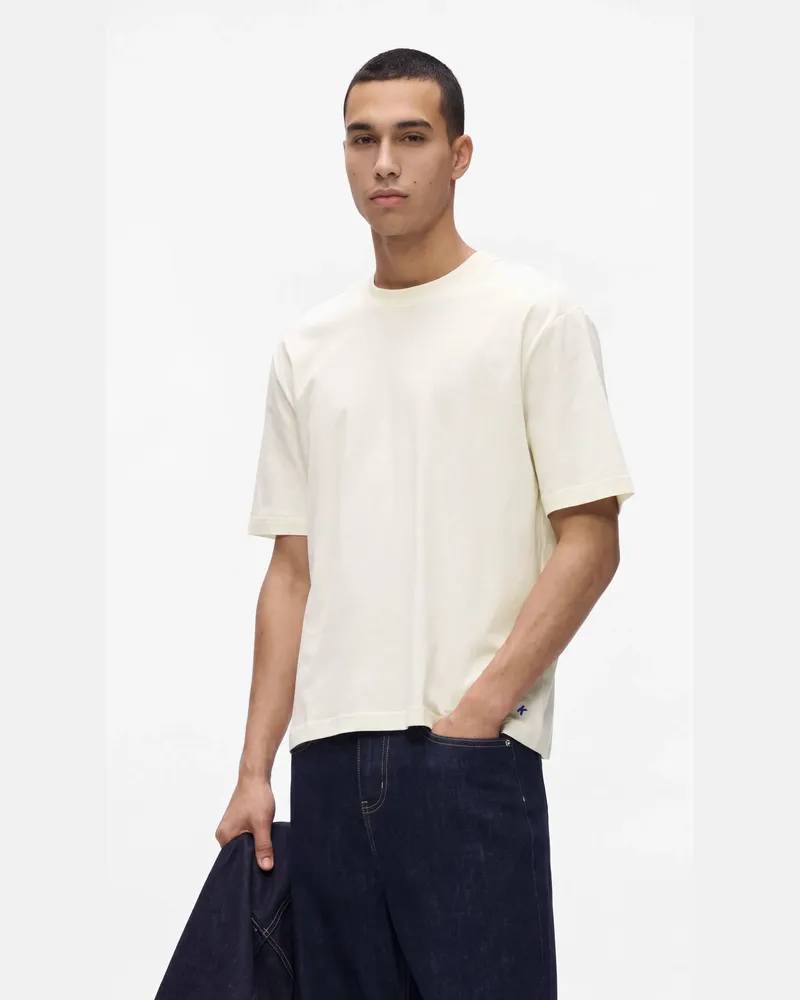 Karl Lagerfeld Kastenförmiges T-shirt Mit Wiederholendem Logo, Male, Reiher, Size White