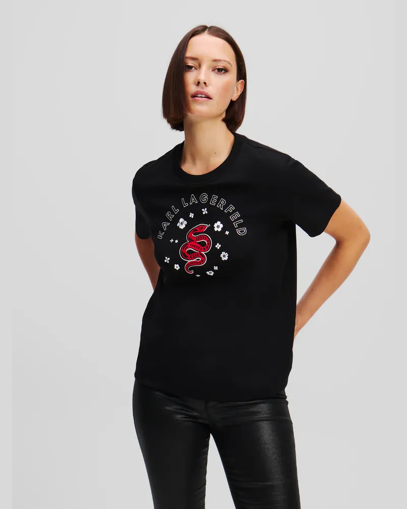 Karl Lagerfeld T-shirt Zum Chinesischen Neujahr, Frau, Schwarz, Größe Schwarz