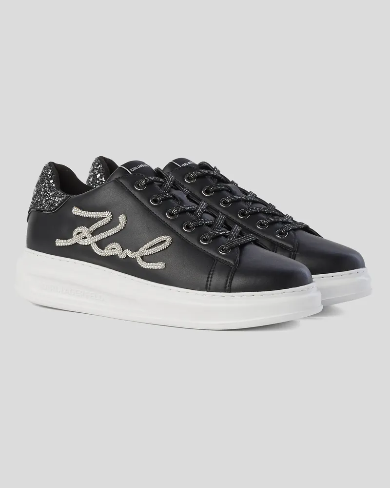 Karl Lagerfeld Kapri-signia-sneakersmit Strass, Frau, Schwarz/Silber, Größe Schwarz