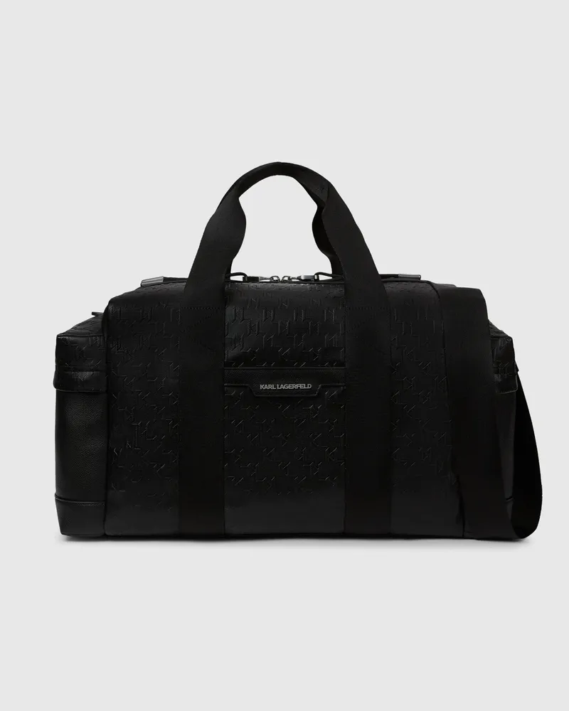 Karl Lagerfeld K/monogram Perforierte Weekender-tasche, Male, Schwarz, Size Black