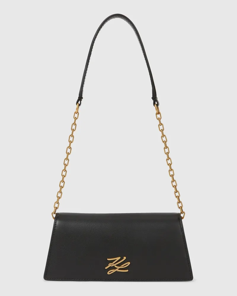 Karl Lagerfeld K/autograph Mini-schultertasche Mit Überschlag, Female, Schwarz/gold, Size Black