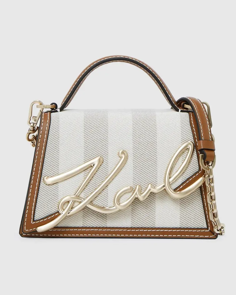 Karl Lagerfeld K/signature Umhängetasche Mit Streifen, Damen, Natürliches Segeltuch Tan, Größe Natürliches