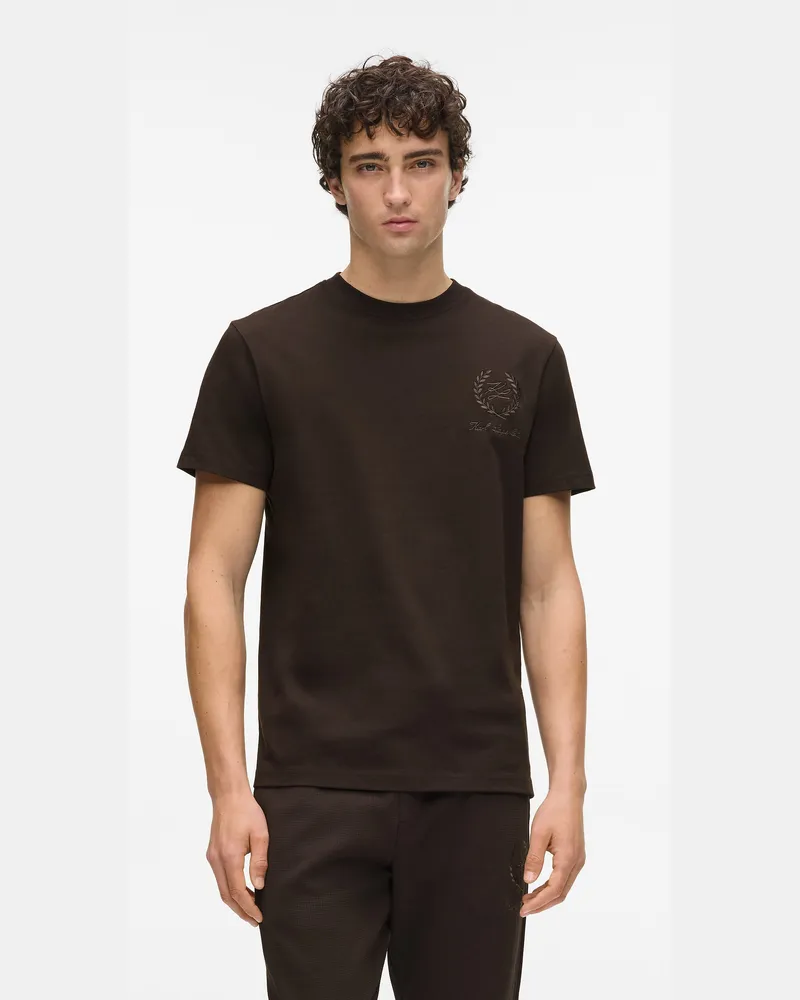 Karl Lagerfeld Loungewear T-shirt Mit Wappen, Herren, Schwarzer Kaffee, Größe Schwarzer