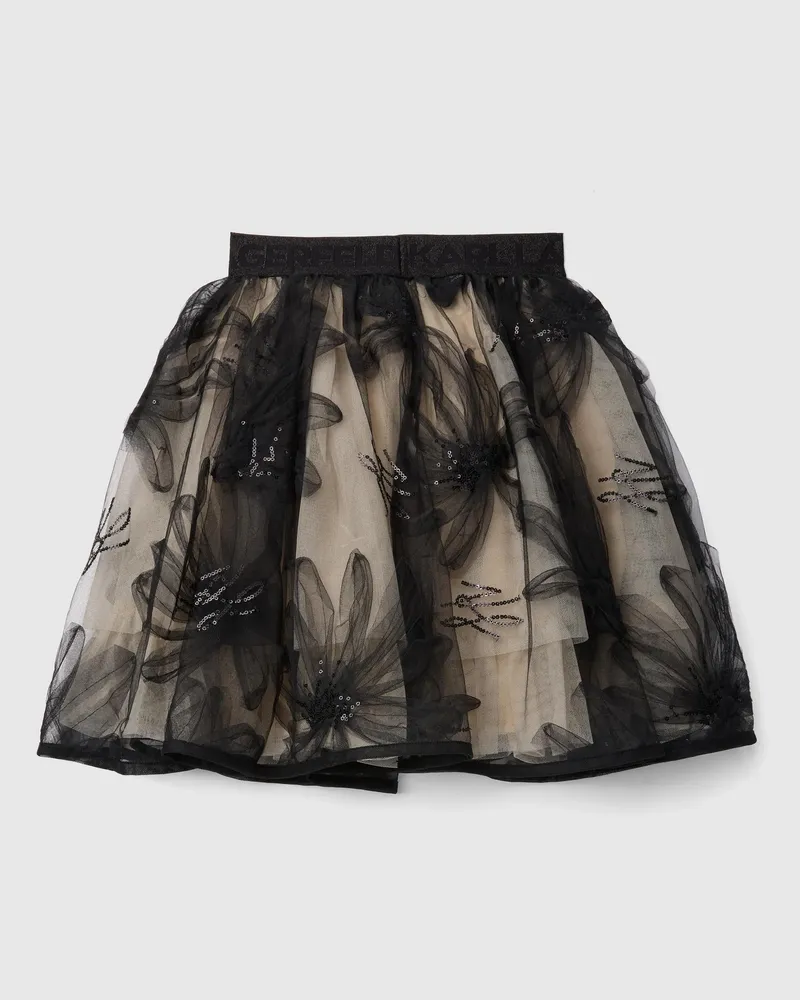 Karl Lagerfeld Mesh-rock Mit Pailletten Für Mädchen, Klj Schwarz-monogramm, Größe Klj