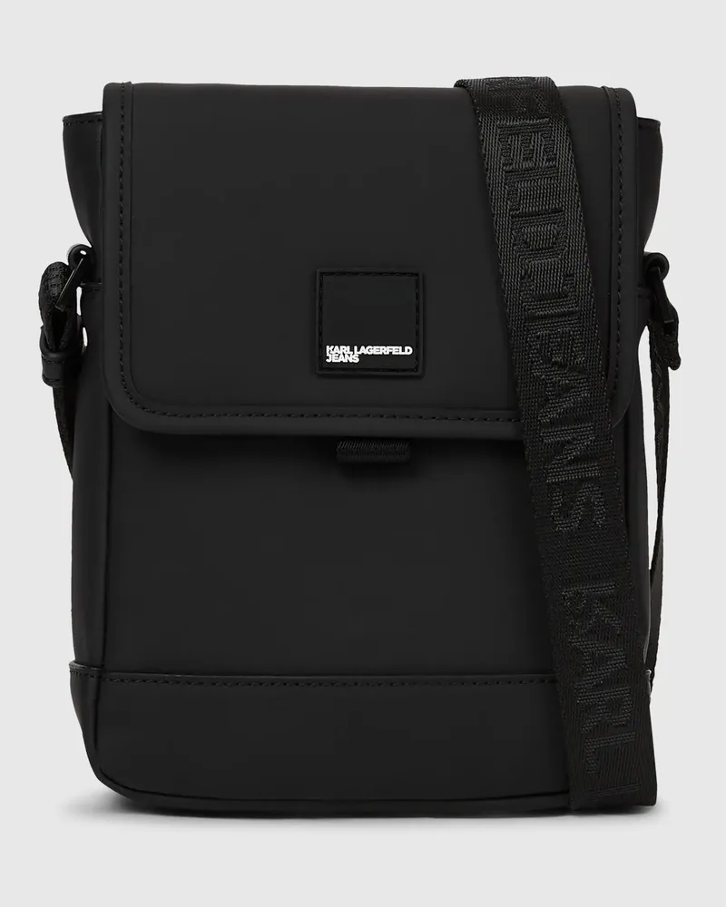 Karl Lagerfeld Reportertasche Aus Beschichtetem Technischem Leder, Male, Schwarz, Size Black
