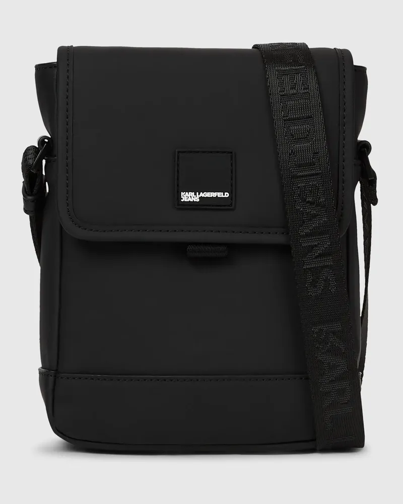 Karl Lagerfeld Reportertasche Aus Beschichtetem Technischem Leder, Male, Schwarz, Size Black