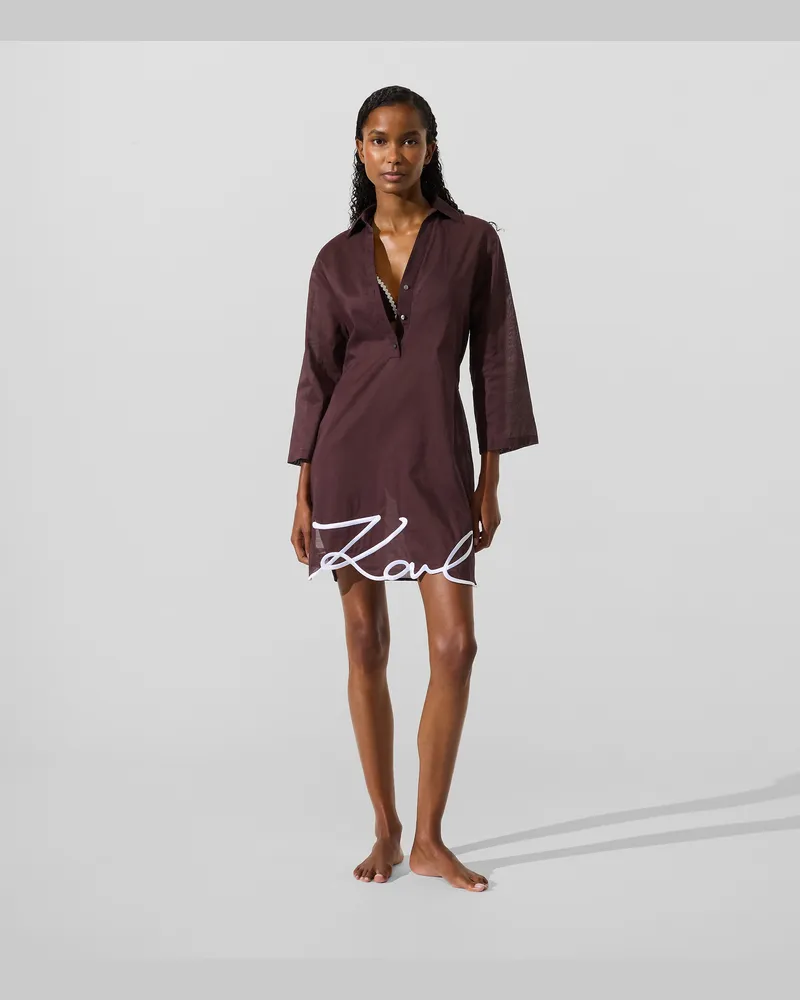 Karl Lagerfeld K/signature Strand-hemdkleid, Damen, Pink Spray, Größe Pink
