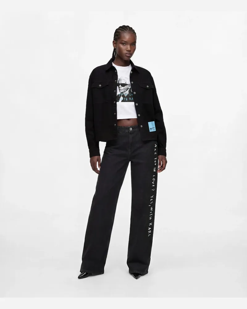 Karl Lagerfeld Klj X Pietro Terzini Jeans Mit Weitem Bein, Damen, Gewaschenes Schwarz, Größe Gewaschenes
