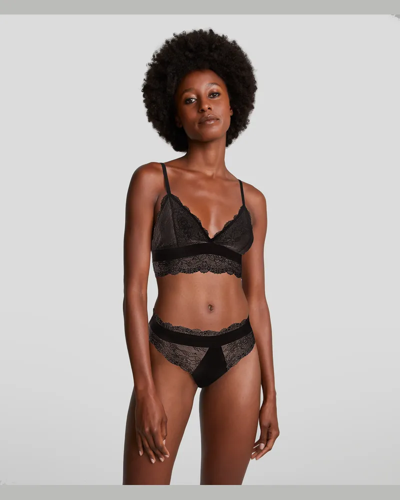 Karl Lagerfeld Longline-triangel-bh Aus Spitze, Frau, Schwarz, Größe Schwarz
