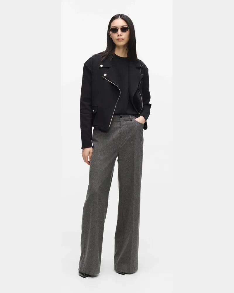 Karl Lagerfeld Flanellhose Mit Weitem Bein, Damen, Mittelgrau Melange, Größe Mittelgrau