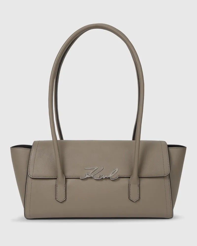 Karl Lagerfeld K/signature-schultertasche Aus Leder, Damen, Aschgrau, Größe Aschgrau