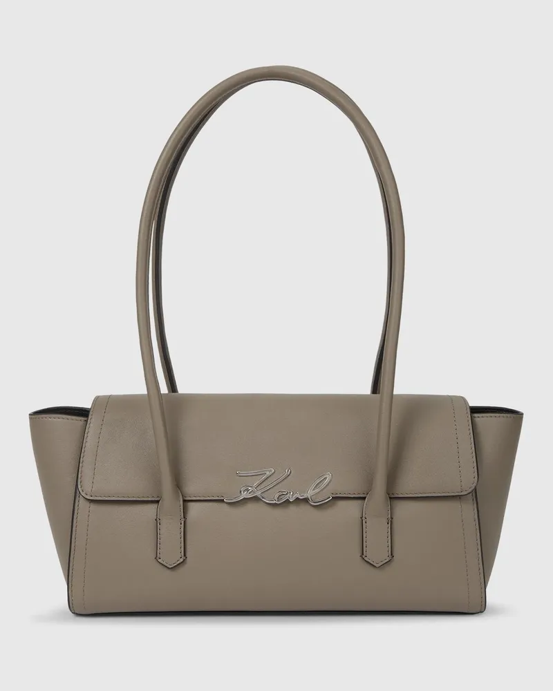 Karl Lagerfeld K/signature-schultertasche Aus Leder, Damen, Aschgrau, Größe Aschgrau