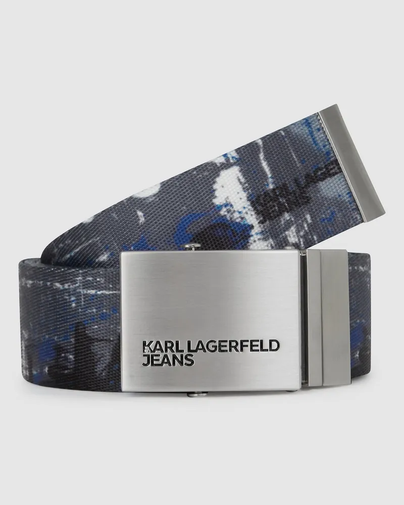 Karl Lagerfeld Gürtel Aus Gurtband Mit Graffiti-print, Herren, Schwarzer Denim - Grauer Denim, Größe Schwarzer