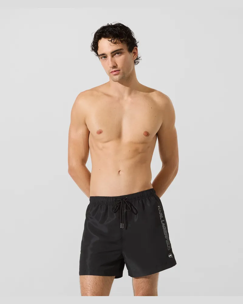 Karl Lagerfeld Ikon Metallic-boardshorts, Herren, Schwarz, Größe Schwarz