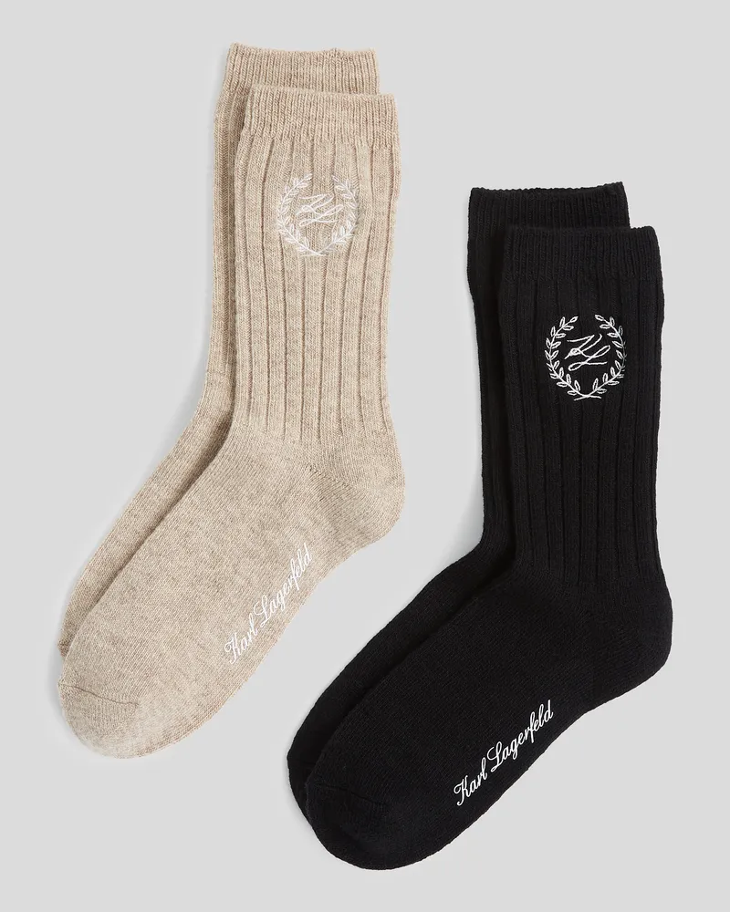 Karl Lagerfeld Socken Mit Hotel Karl-wappen – 2-pack, Frau, Beige/Schwarz, Größe Beige