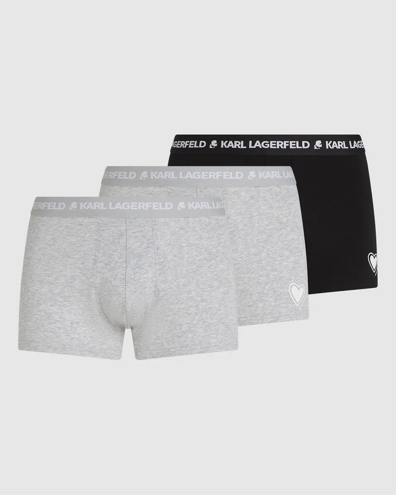 Karl Lagerfeld Boxershorts Mit Herzen – 3er-set, Herren, Schwarz-glänzend Schwarz, Größe Schwarz-glänzend