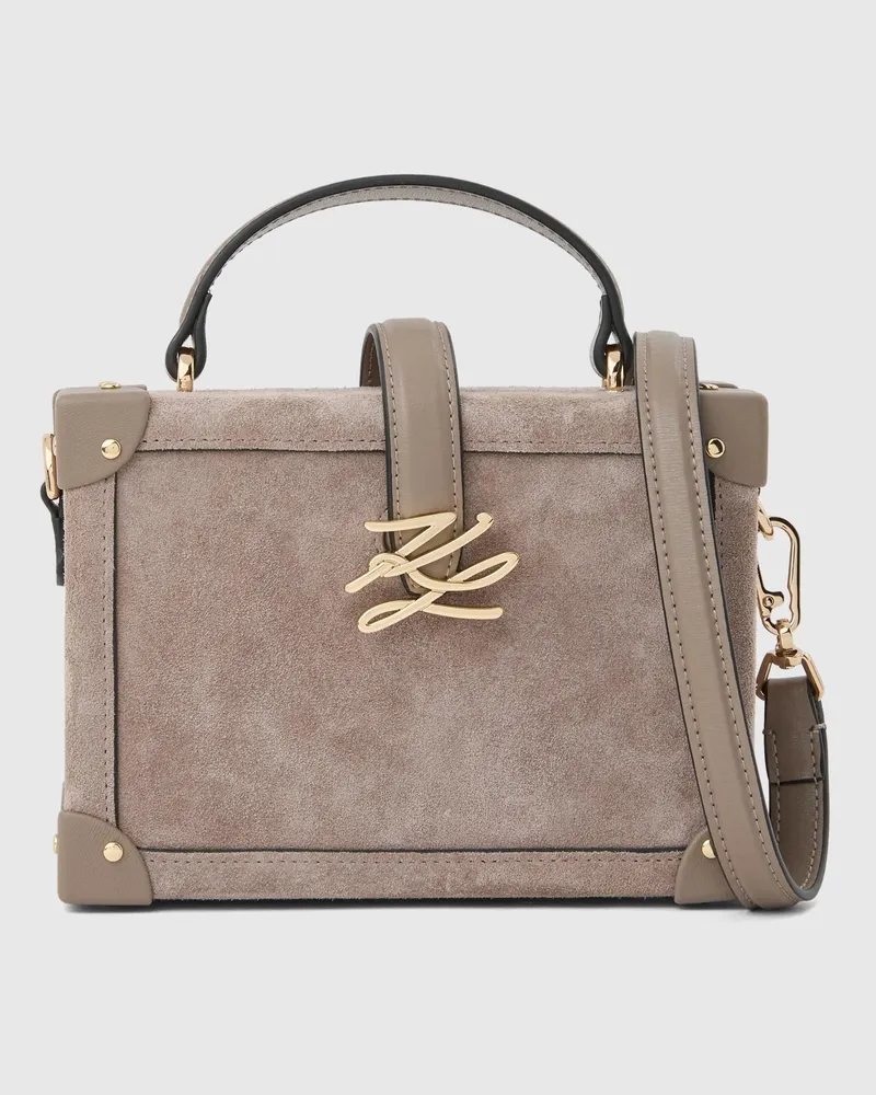 Karl Lagerfeld Kleine K/autograph Drop Koffertasche Aus Wildleder, Damen, Aschgrau, Größe Aschgrau