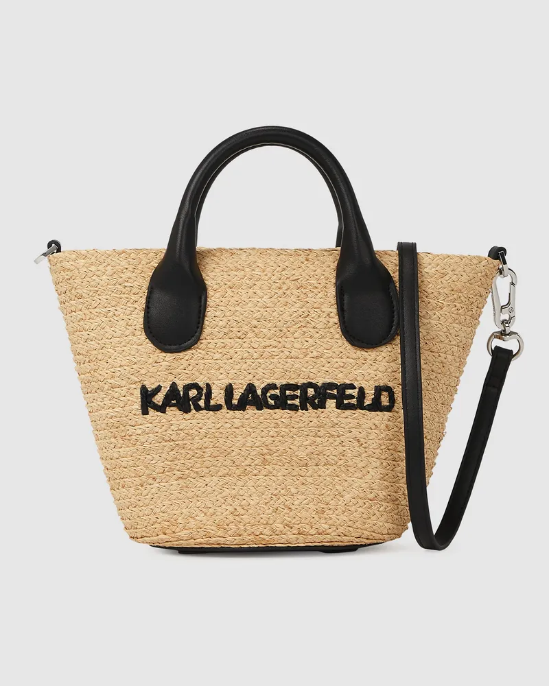 Karl Lagerfeld K/essential Kleine Baststrandtasche, Damen, Natur, Größe Natur