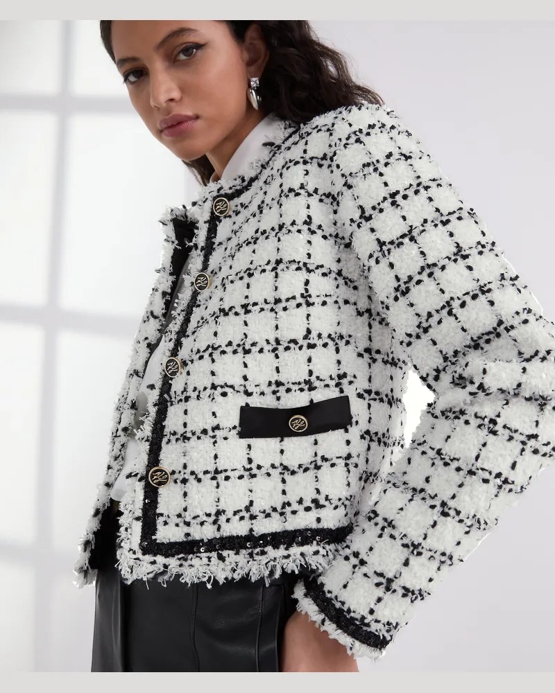 Karl Lagerfeld Bouclé-jacke, Damen, Schwarz-weiß Karl Boucle, Größe Schwarz-weiß