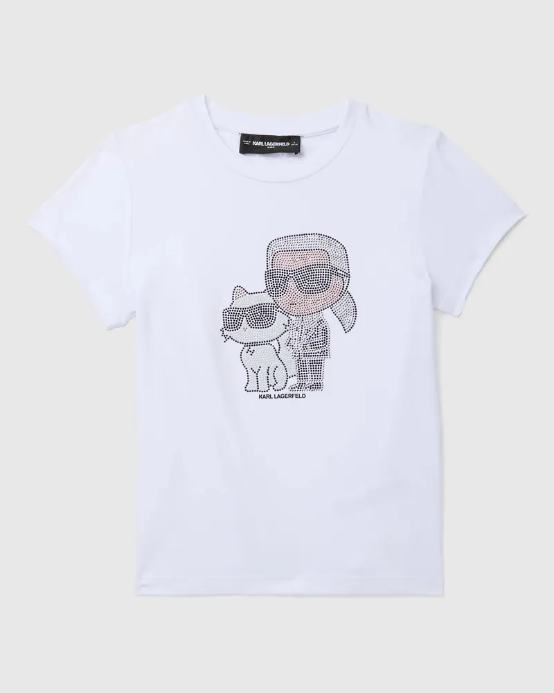 Karl Lagerfeld Ikon Choupette T-shirt Mit Strass Für Mädchen, Weiss, Größe Weiss