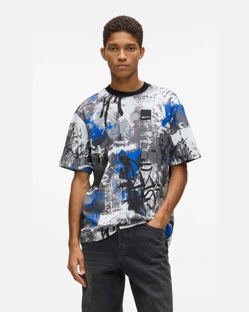 Karl Lagerfeld T-shirt Mit Durchgehendem Farbeffekt, Herren, Schwarzer Denim - Grauer Denim, Größe Schwarzer