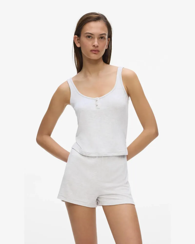 Karl Lagerfeld Tanktop Mit Kunstperlen Für Loungewear, Damen, Hellgrau Mel, Größe Hellgrau