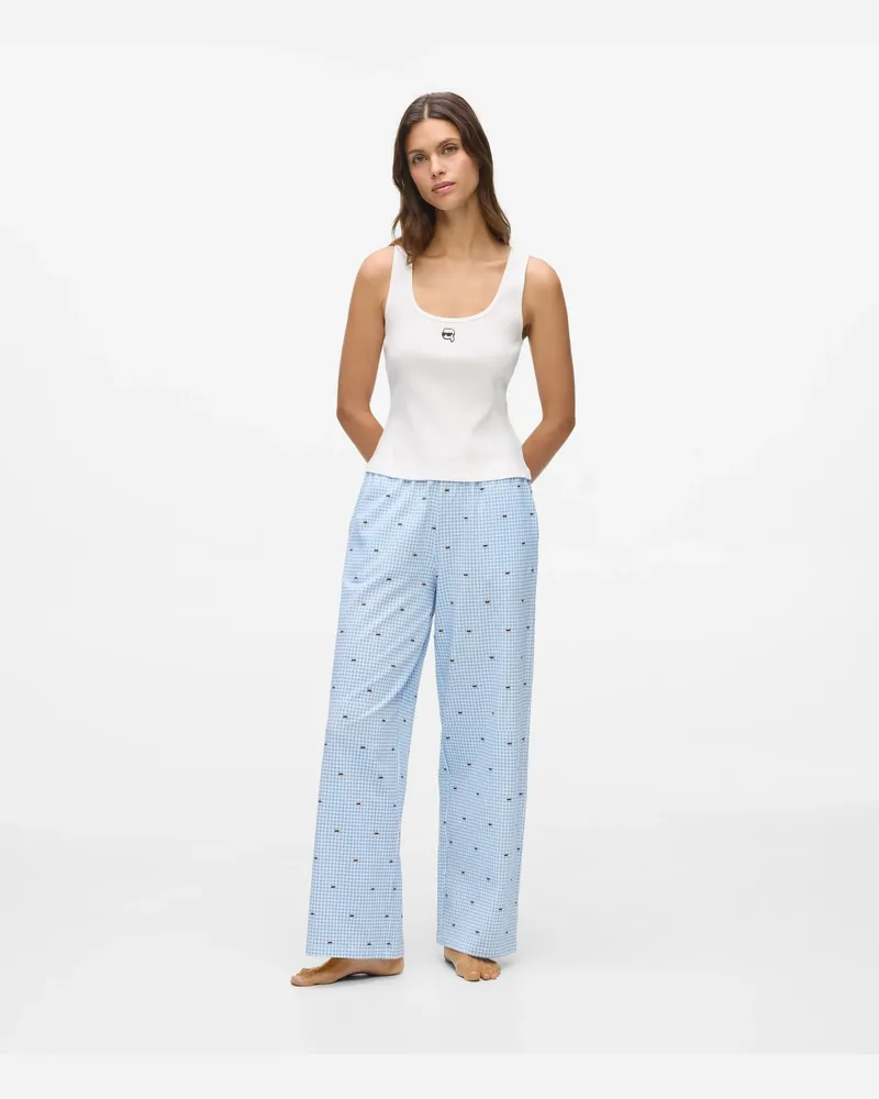 Karl Lagerfeld Ikon-pyjama-set Im Gingham-look, Female, Ikon Heads-gingham-weiß, Size 