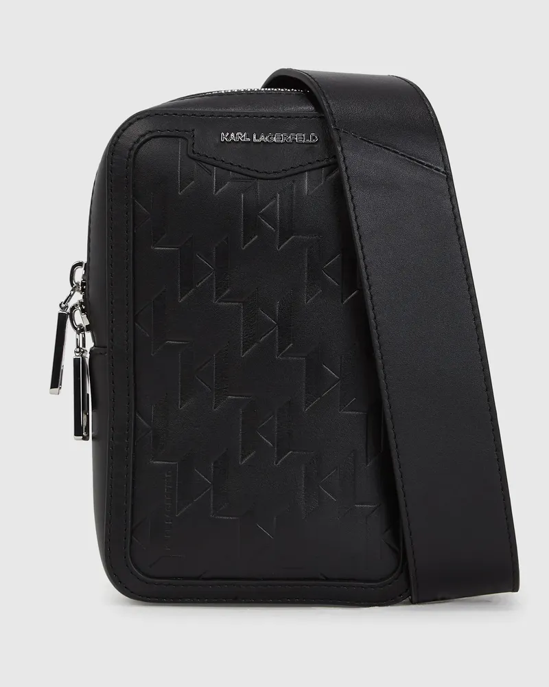 Karl Lagerfeld K/loom Kleine Slingbag Aus Leder, Herren, Schwarz, Größe Schwarz