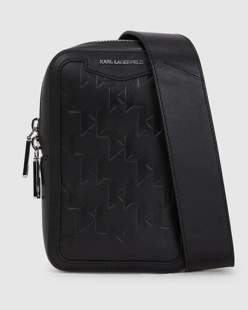 Karl Lagerfeld K/loom Kleine Slingbag Aus Leder, Herren, Schwarz, Größe Schwarz