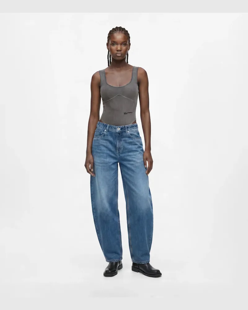 Karl Lagerfeld Jeans Mit Mittelhohem Bund Und Weitem Bein, Damen, Vintage Washed Blue, Größe Vintage