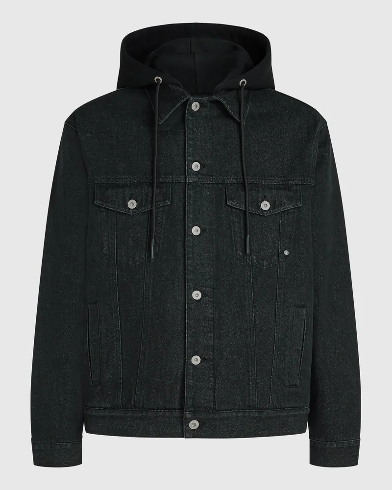 Karl Lagerfeld Klj X Pietro Terzini Jeansjacke Mit Kapuze, Male, Gewaschenes Schwarz, Size Black