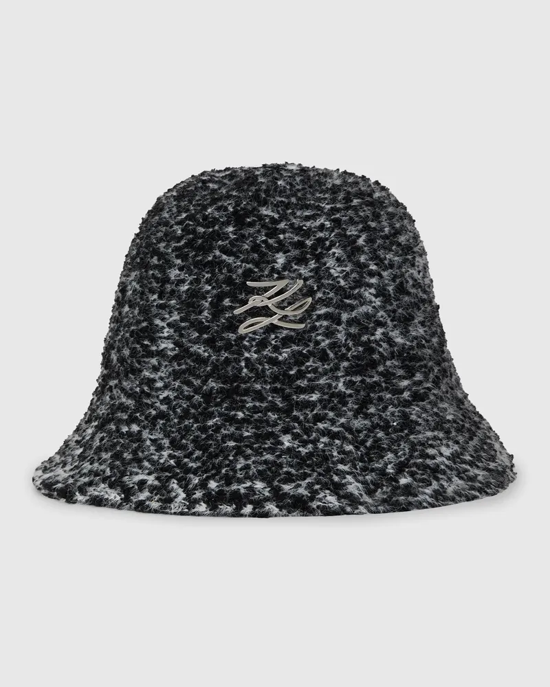 Karl Lagerfeld K/autograph Bouclé-bucket Hat, Damen, Schwarz, Größe Schwarz