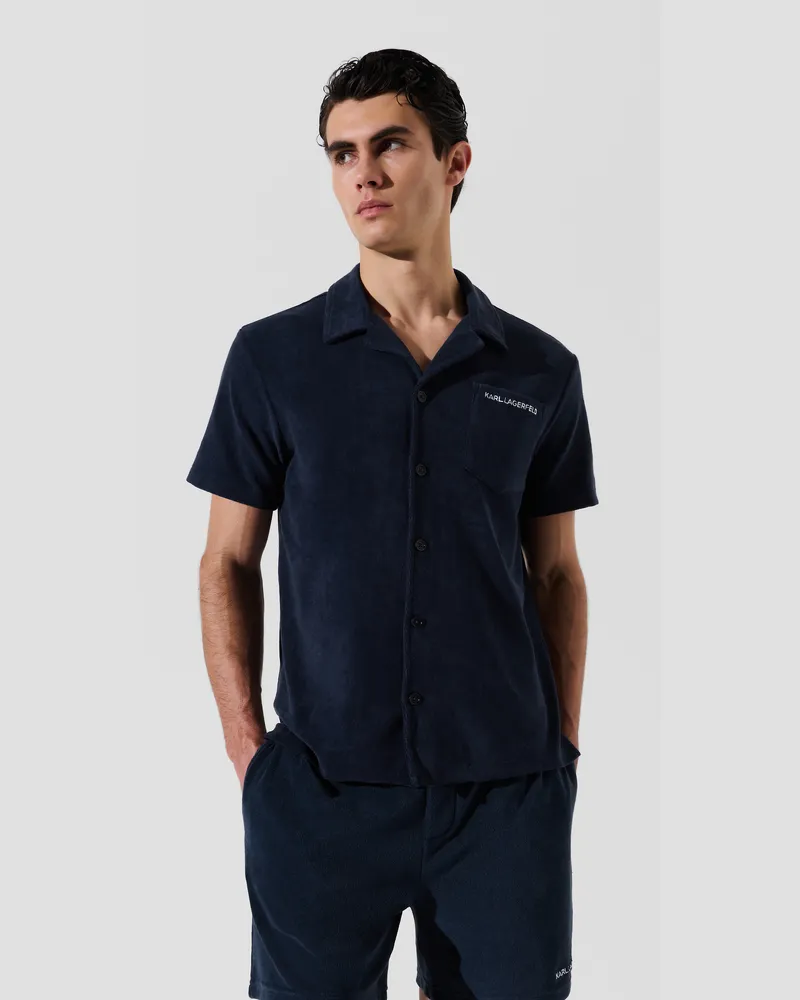 Karl Lagerfeld Frottee-shirt Mit Logo, Mann, Dämmerungsblau, Größe Dämmerungsblau