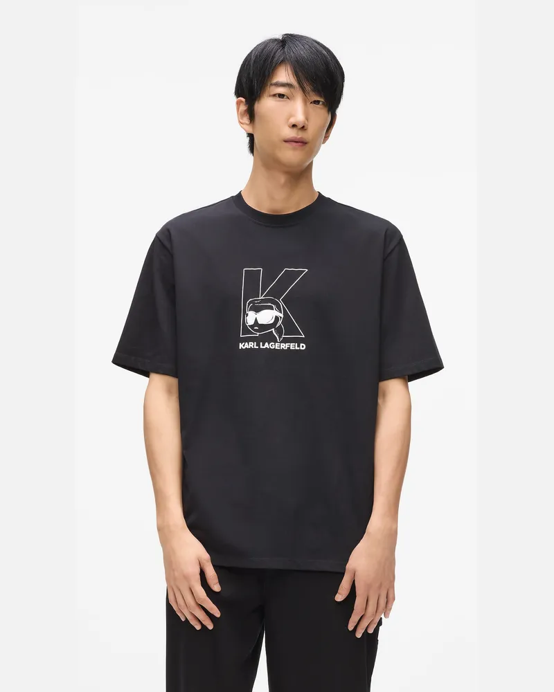 Karl Lagerfeld Ikon T-shirt Mit K-initiale, Herren, Schwarz, Größe Schwarz